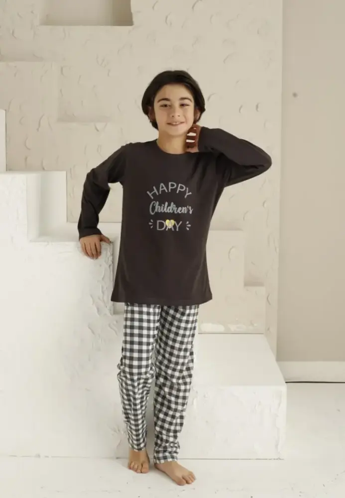 Pijama Băieți cu Mânecă Lungă si Pantaloni Lungi, Imprimeu Happy Children's Day,Engros